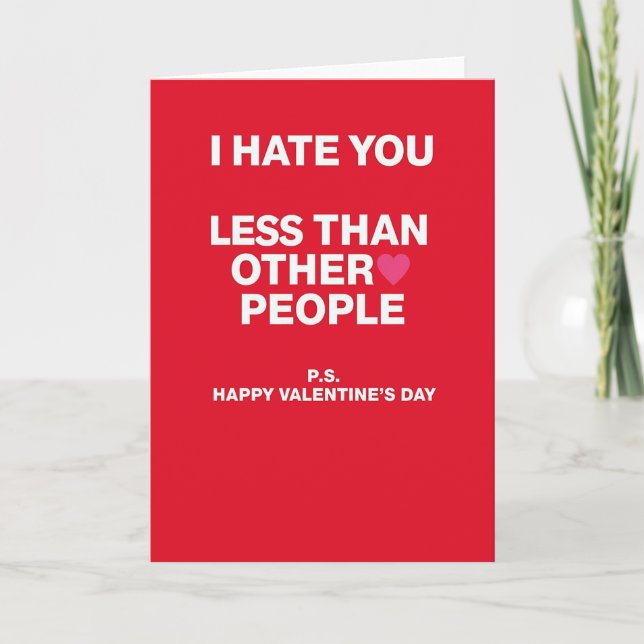 Carte de la Saint-Valentin sarcastique Je te détes (Devant)