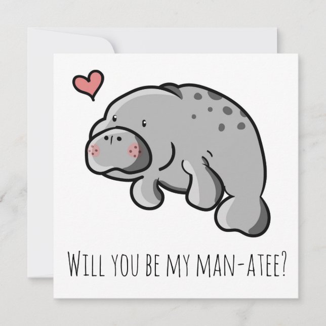Carte de la Saint-Valentin 'Seras-tu mon lamantin? (Devant)