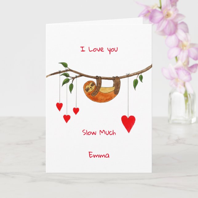 Carte de la Saint-Valentin Sloth Love (Orchidée)