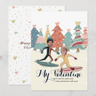 Carte de la Saint-Valentin snowboard