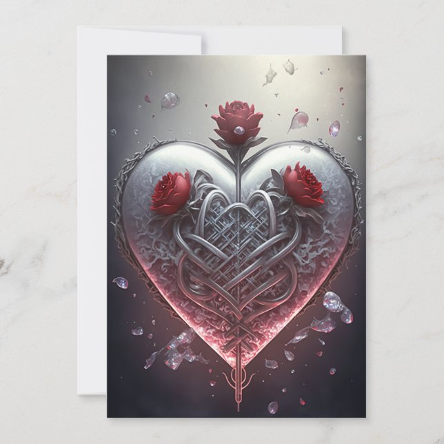 Carte de la Saint-Valentin Trois Roses Métallique  (Devant)