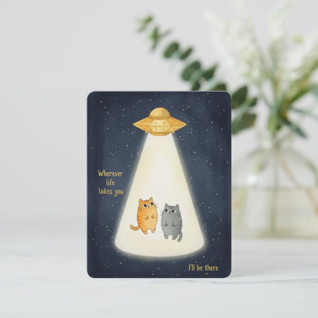 Carte de la Saint-Valentin UFO Chat Kawaii pour le (Debout devant)
