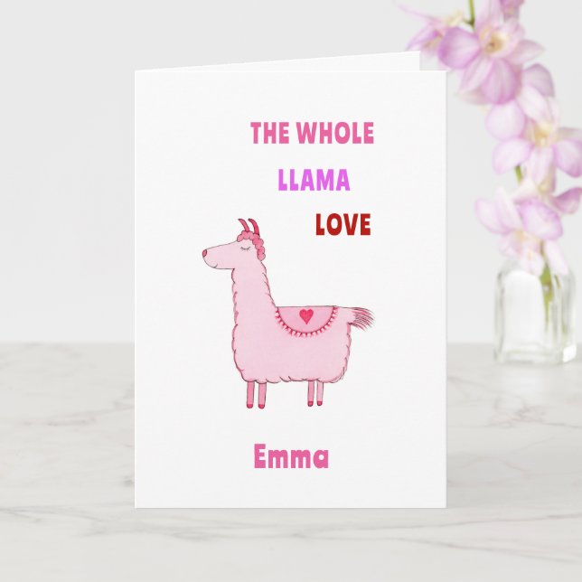 Carte de la Saint-Valentin 'Un amour de lama' (Orchidée)