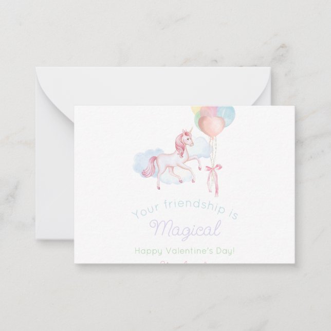 Carte de la Saint-Valentin Unicorn simple aquarell (Devant)