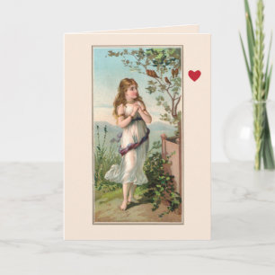 Carte de la Saint-Valentin vintage jolie fille dan