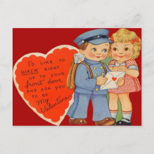 Carte de la Saint-Valentin vintage rétro facteur