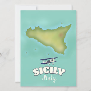 Carte de la Sicile Italie style vintage