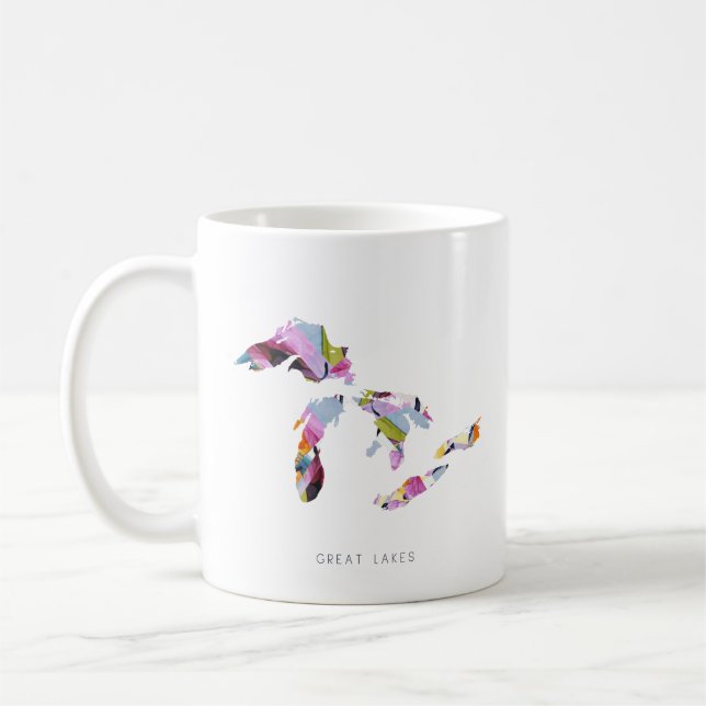 Carte de la silhouette des Grands Lacs Café Mug (Gauche)