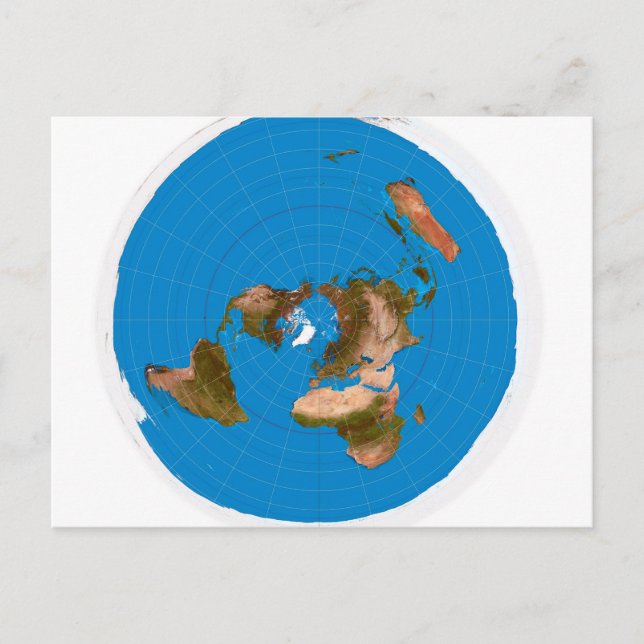 Carte de la Terre plate - Projection de l'Equidist (Devant)