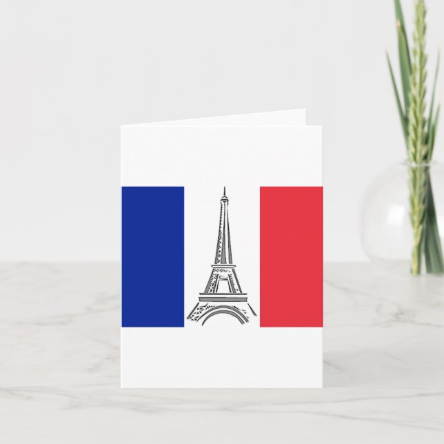 Carte de la Tour Eiffel avec Drapeau Français de P (Devant)