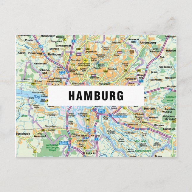 CARTE DE LA VILLE CARTES POSTCARDS ♥ Hambourg (Devant)
