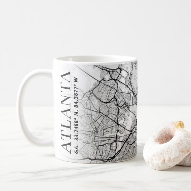 Carte de la ville d'Atlanta, Géorgie | Café Mug (Avec donut)