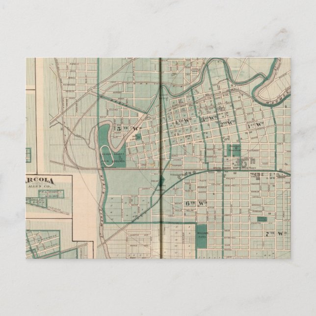 Carte de la ville de Fort Wayne avec Cedarville (Devant)
