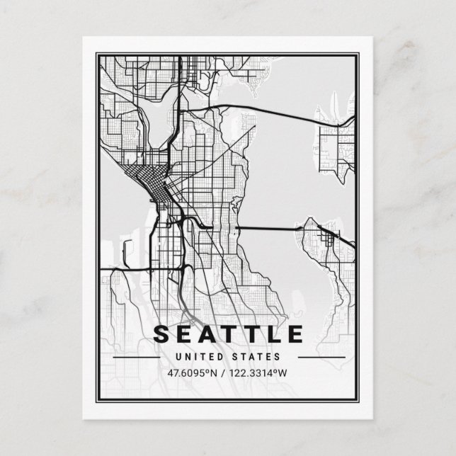 Carte de la ville de Seattle Washington USA Travel (Devant)