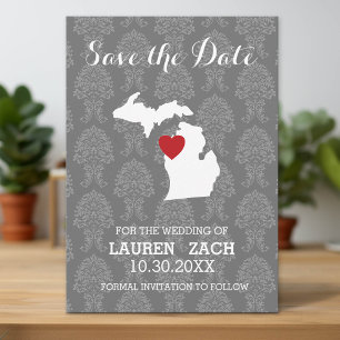 Carte de la ville natale du Michigan pour mariage 