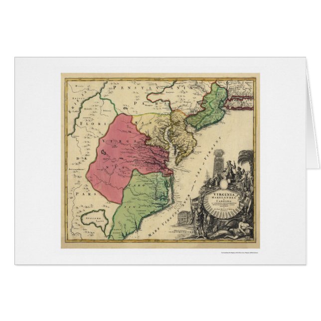 Carte de la Virginie, de Marylandia, et de la (Devant horizontal)