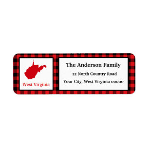 Carte de la Virginie-Occidentale Buffalo Plaid Adr