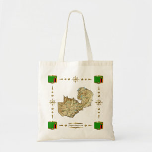 Carte de la Zambie + Sac de drapeaux