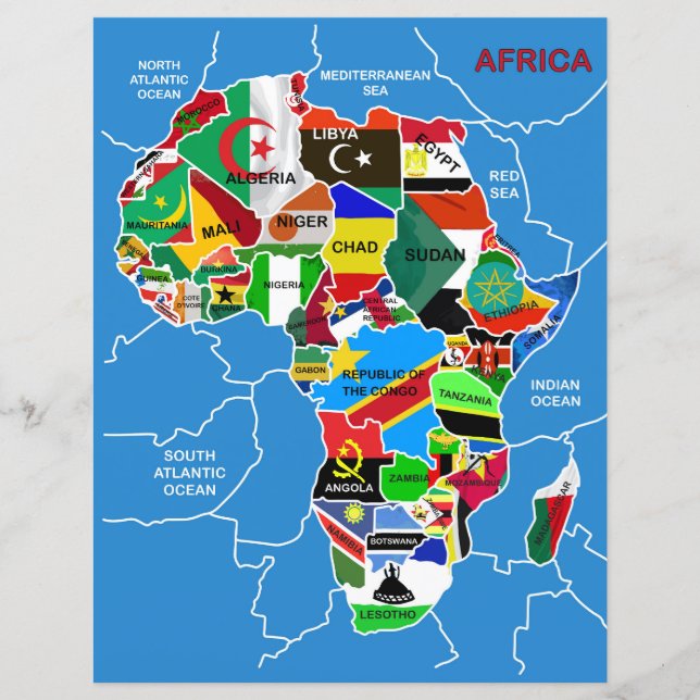Carte de l'Afrique avec drapeaux (Devant)