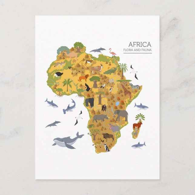 Carte de l'Afrique | Faune et flore (Devant)