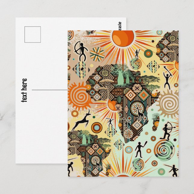 Carte de l'Afrique Motif d'éléments tribaux décora (Devant / Derrière)