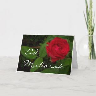 Carte de l'Aïd avec rose rouge