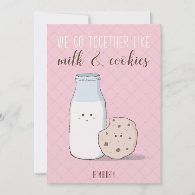 Carte de lait et de biscuits Valentine en classe (Devant)