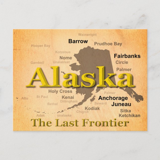 Carte de l'Alaska âgée Silhouette (Devant)