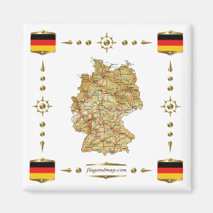Carte de l'Allemagne + Magnet des drapeaux
