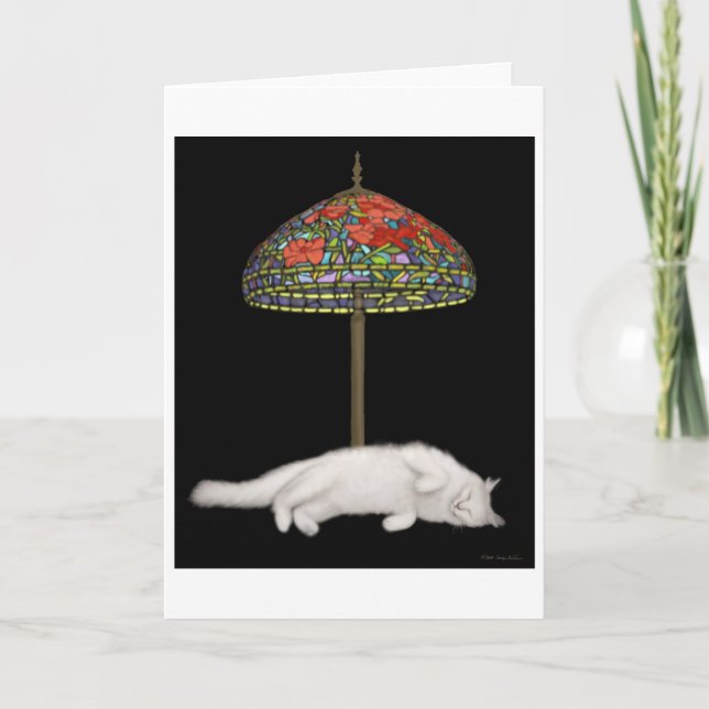 Carte de lampe à bronzer de chat en verre souillé (Devant)