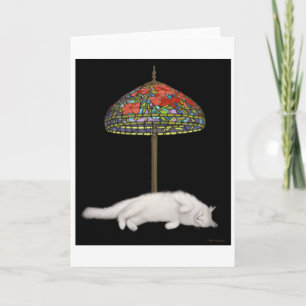 Carte de lampe à bronzer de chat en verre souillé