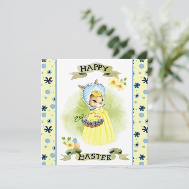 Carte de lapin de Pâques à l'ancienne (Debout devant)
