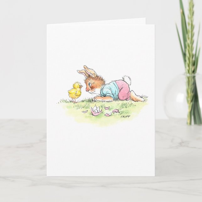 Carte de Lapin de Pâques et Poussin (Devant)
