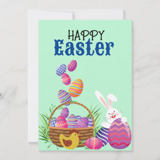 Carte de lapin d'oeuf de Pâques mignonne