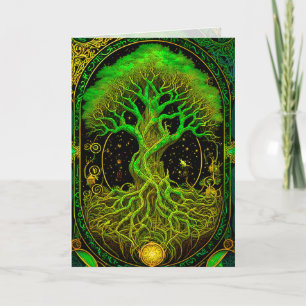 Carte de l'arbre de vie vert ornementale arts grap