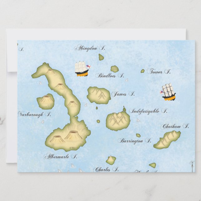 Carte de l'archipel des Galapagos Îles tropicales  (Devant)