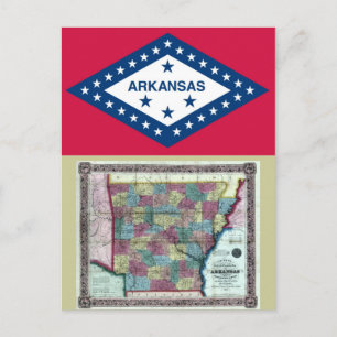 Carte de l'Arkansas et drapeau de l'État