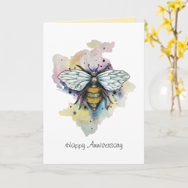 Carte De Lavage De L'Abeille Et De L'Arc En Ciel (Fleur jaune)