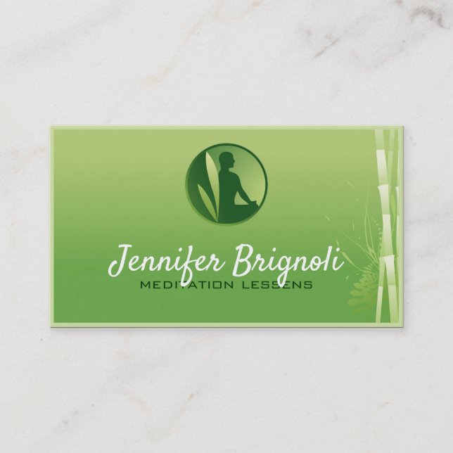 Carte de leçons de méditation en bambou vert (Devant)