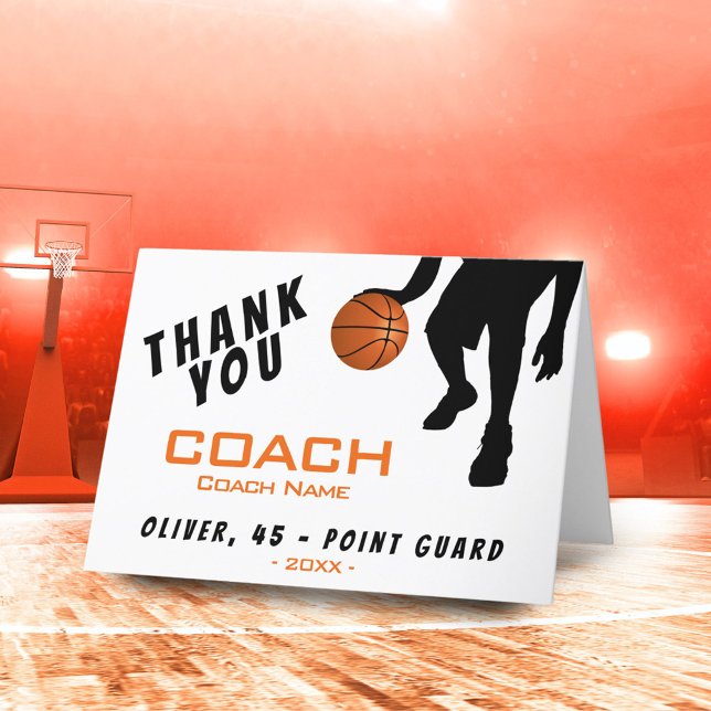 Carte de lecteur de basket-ball Merci Coach (Créateur téléchargé)