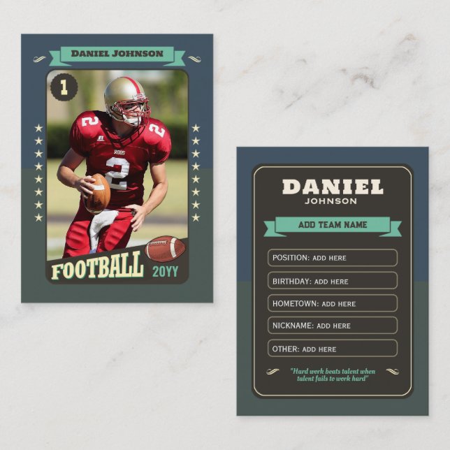Carte de lecteur Retro Custom Football Card (Devant / Derrière)