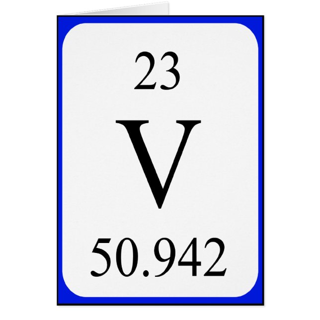 Carte de l'élément 23 - blanc de vanadium (Devant)