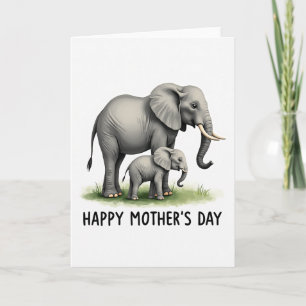 Carte de l'éléphant maman à l'aquarelle
