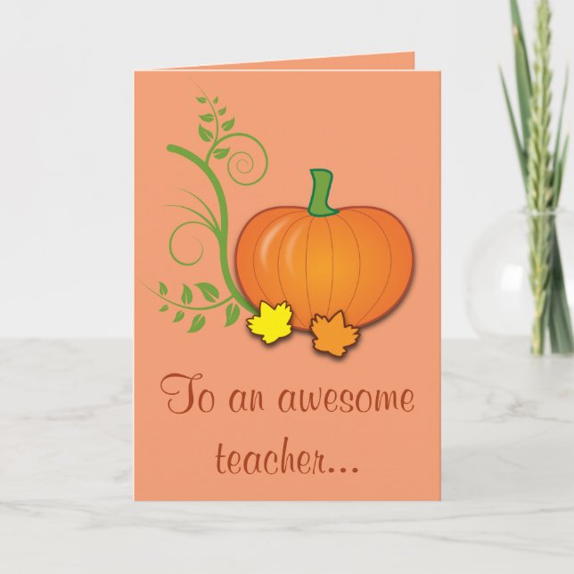 Carte de l'enseignant bon thanksgiving (Devant)