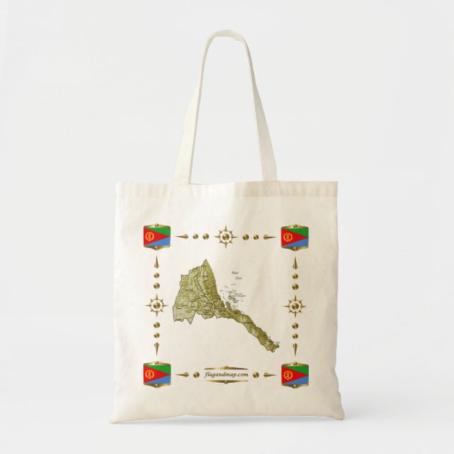 Carte de l'Érythrée + Sac de drapeaux (Devant)