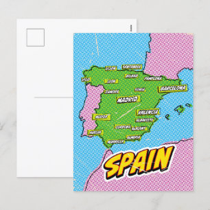 Carte de l'Espagne illustrée par Pop Art
