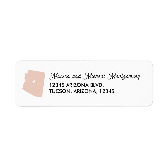 Carte de l'état d'ARIZONA avec coeur - N'IMPORTE Q (Devant)