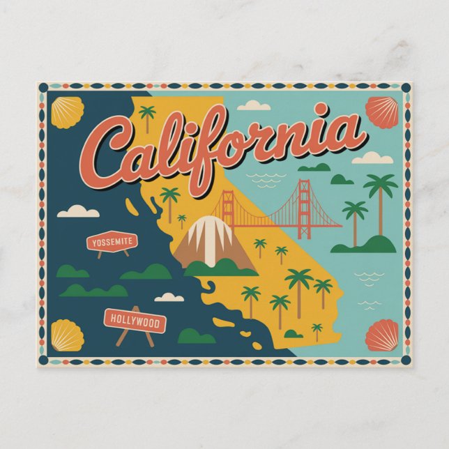 Carte de l'état de Californie illustrée (Devant)