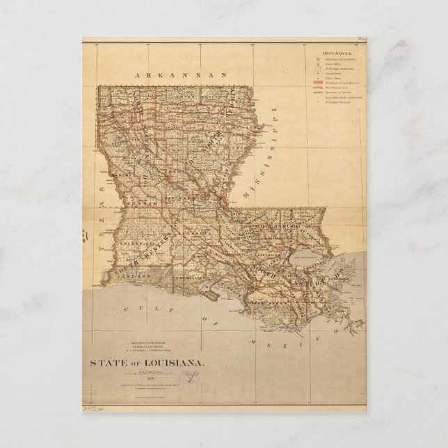 Carte de l'état de la Louisiane (1876) (Devant)