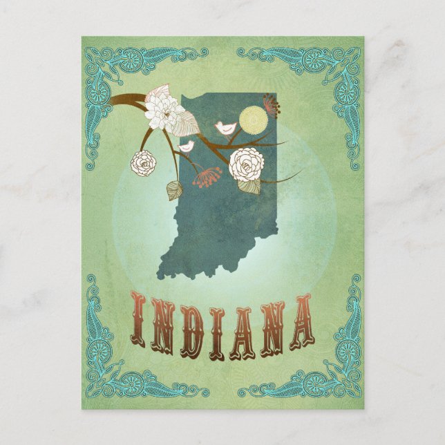 Carte de l'état de l'Indiana - Vert (Devant)